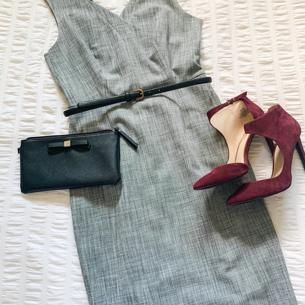 RW&Co Grey Crosshatch Sheath Dress